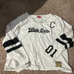 Mitchell & Ness White Sox Long Sleeve Tee - White and Black